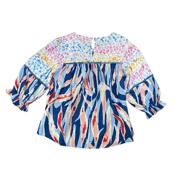 Umgee Floral Balloon Sleeve Blouse - L - Picture 3 of 3